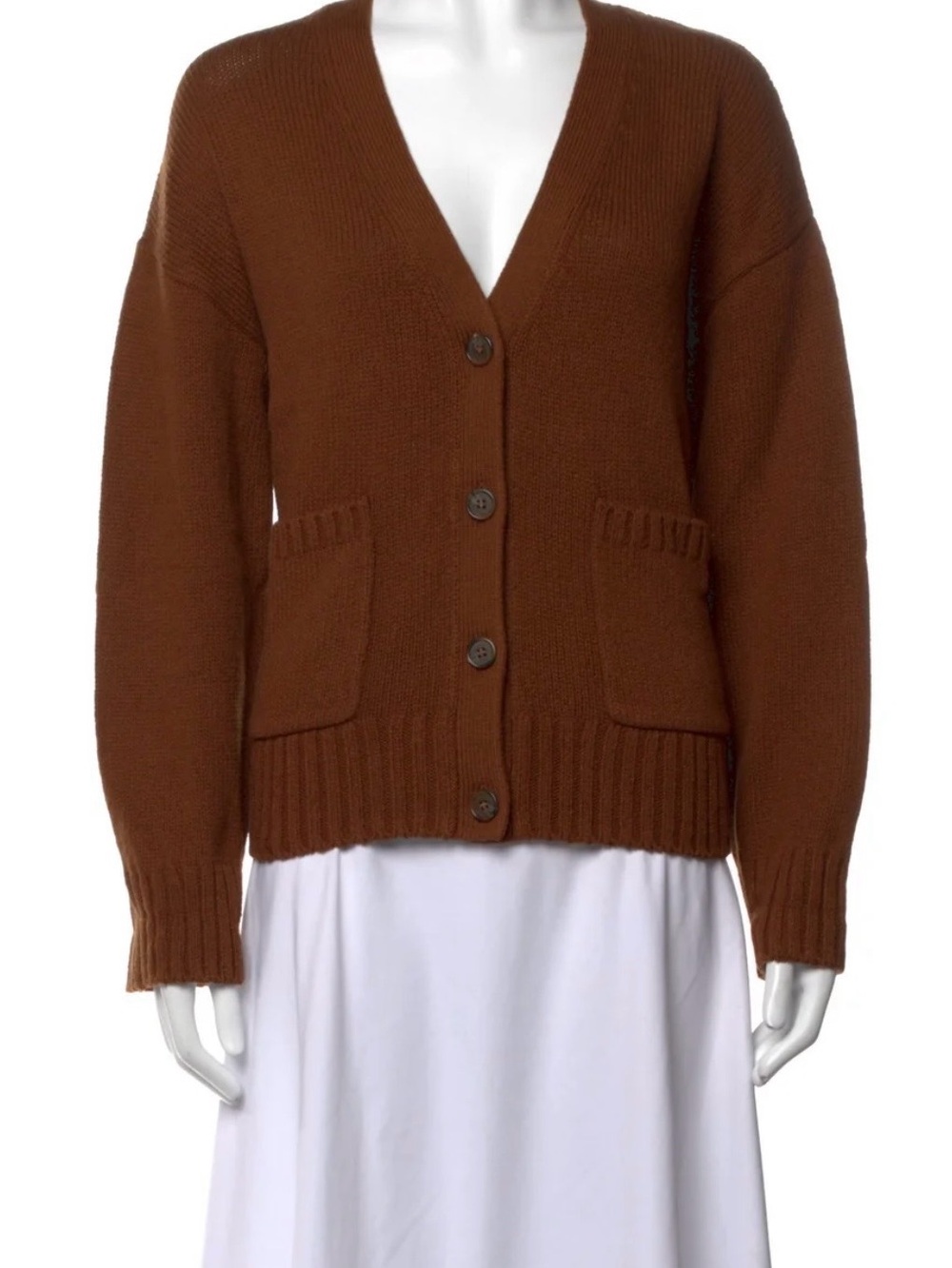 Jenni Kayne Chestnut Brown V-Neck Button Cardigan